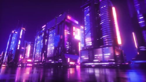 Sci Fi Cyber Punk City View Background Loop