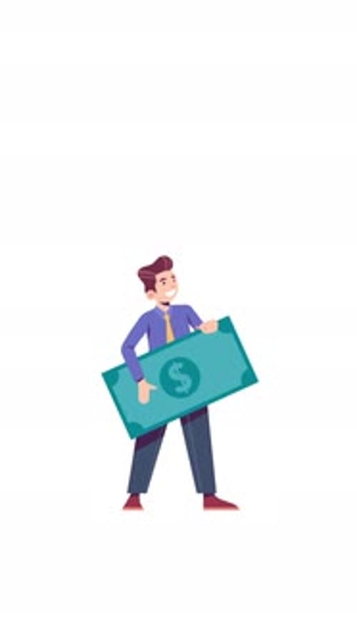 Businessman with Money Vertical Animation