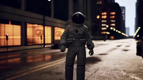 Lonely Astronaut in Deserted City