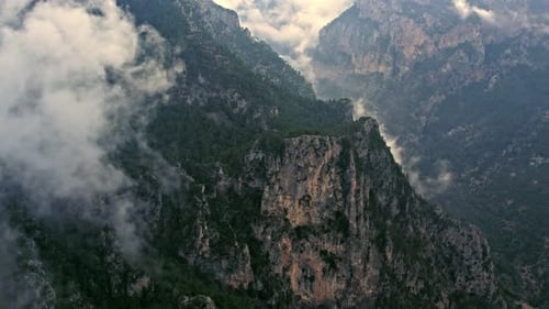 Mountains with Clouds Aerial Scenic View