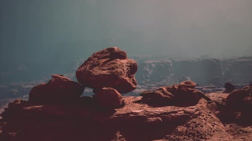 Large Rock Perched on Rocky Hillside