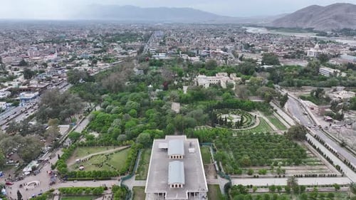 Sirajul e Marat Garden Drone Aerial in Jalalabad, Afghanistan. Silk road heritage