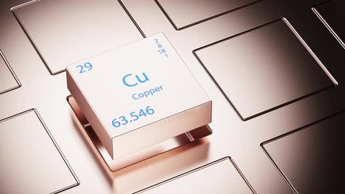 3D Animated Copper Element Cube for Science and Technology