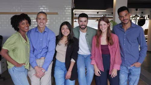 Group of Diverse Coworkers Smiling Together at the Office