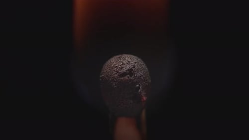 Burning Match Ignites and Smokes in the Dark