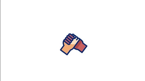 Animated Flat Design Icon of Hands Clasping in Friendship