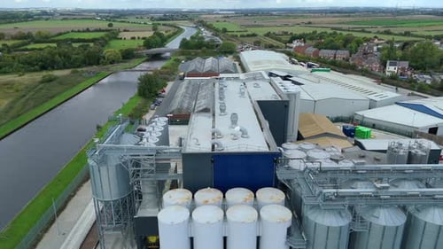 Industrial Facility and Canal in Rural UK