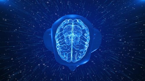 Artificial Intelligence Humanoid Head AI with Digital Brain Big Data Analysis Information and Neural