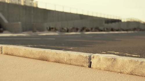 Empty Beach Car Park Spaces Covered in Asphalt