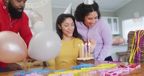 Friends Celebrate a Birthday Party Together Indoors