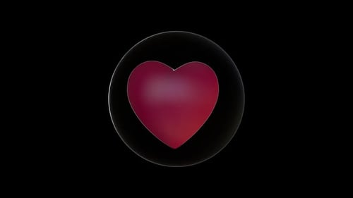 Modern 3D Heart Rotating in Translucent Sphere