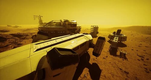 Futuristic Colony on Arid Alien Planet Surface