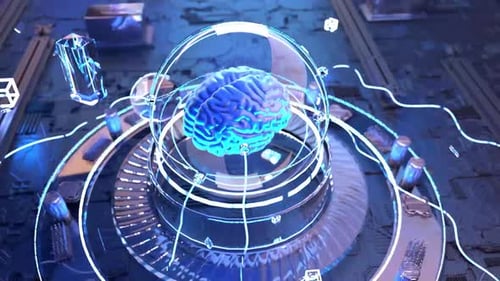 3D-Animation des KI-Gehirns mit neuronalen Netzwerken