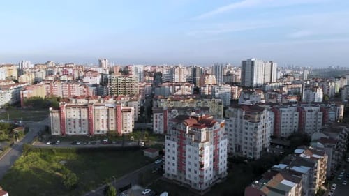 residential buildings with standard design and color in a residential district of Istanbul area