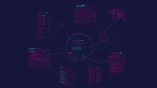 Animated Futuristic Digital Data Network HUD UI Elements