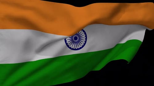 Realistic Waving Indian Flag with Alpha Channel