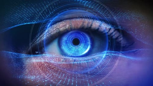 Futuristic Eye Scan with Digital Technology Interface