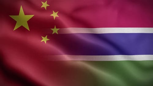 Seamless Waving Flags of China and Gambia