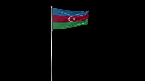 Azerbaijan Flag Waving on Flagpole Loop