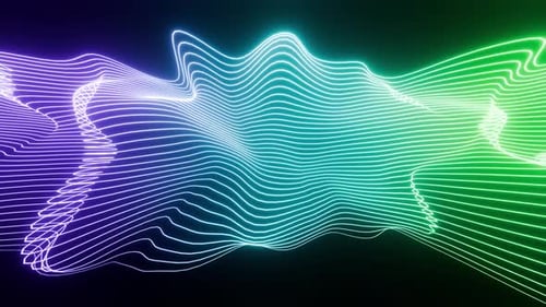 Lilafarbener, grün-cyanfarbener Equalizer für Musik-VJ-Loop-Hintergrund
