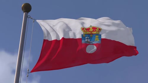 Realistic Cantabria Flag Waving in Slow Motion Loop