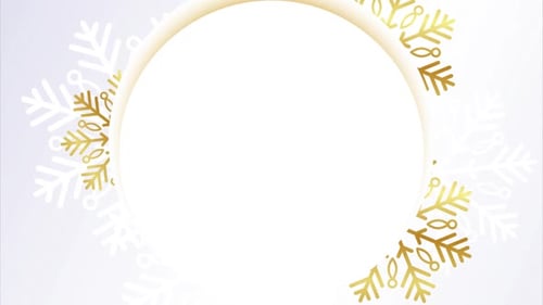 Elegant Golden Snowflake Circle Frame Animation