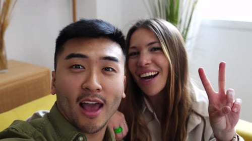 Playful Young Adults Posing and Making Faces