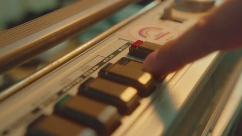 Pushing Play Button on Tape Player