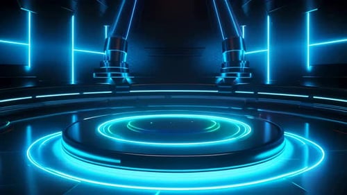 Futuristic Neon Stage Platform Product Reveal Intro Background