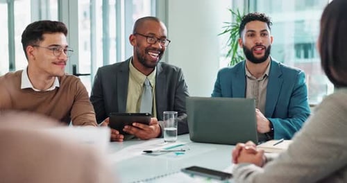 Diverse Team Having Productive Meeting in Office