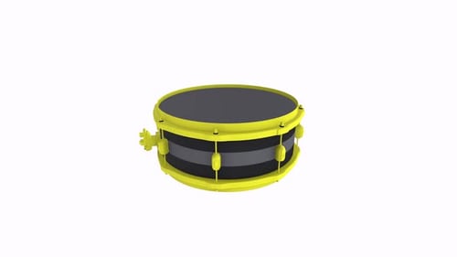 Drum rotating in loop on white background