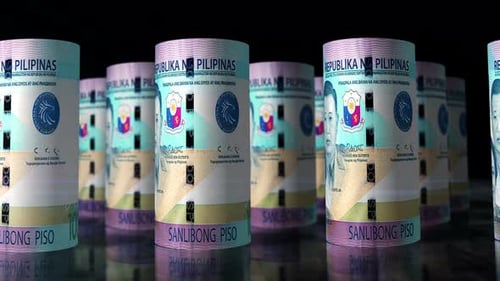 Philippines Peso money banknotes rolls seamless loop