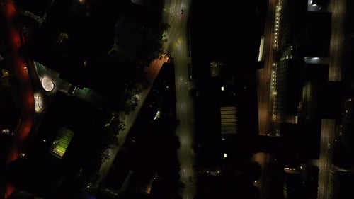 Night Cityscape Aerial View