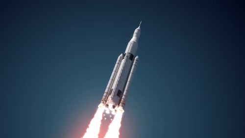 Space Rocket Launch into Blue Sky