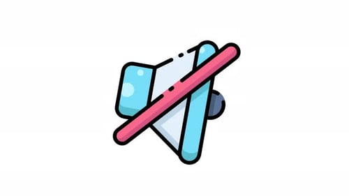 icon animation of Mute button with a line through it.