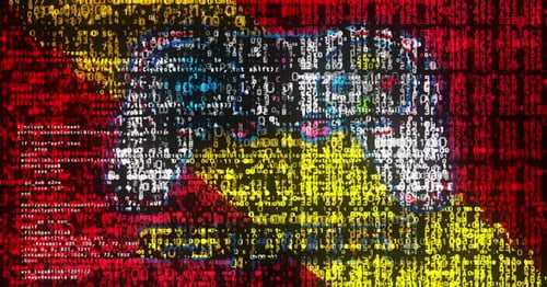 Digital Code Data Stream Glitch Background