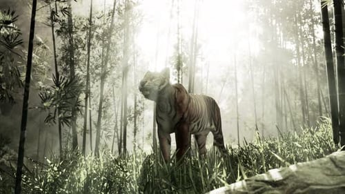 With the Sun Shining Down a Mammoth Bengal Tiger Hunts for Its Next Meal