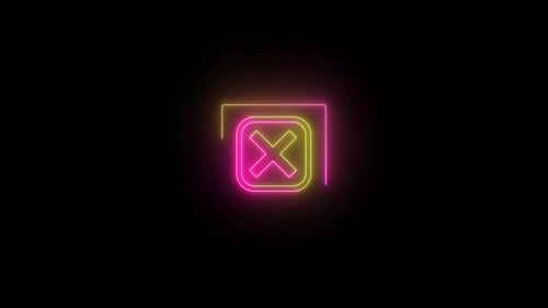Neon check mark sign animated. Light check symbol .