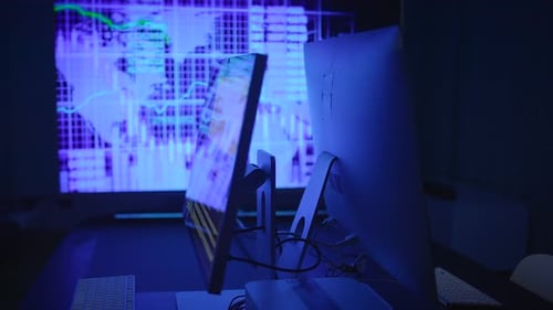 HighTech Workspace with Advanced Data Visualization Displays for Effective Analysis