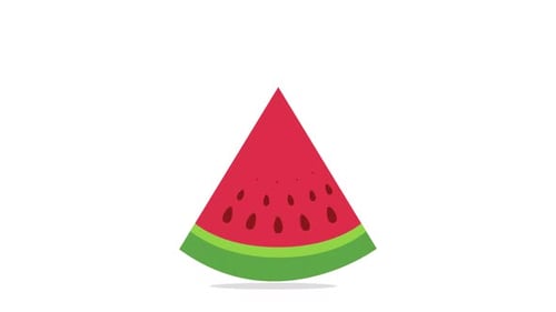 Flat Design Watermelon Slice Reveal Animation