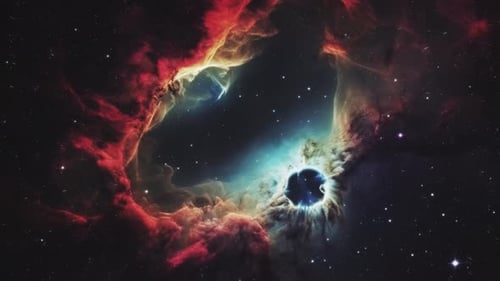 Colorful Space Nebula with Twinkling Stars Background