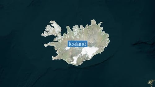 World Map Satellite Zoom and Iceland Country Outline Animation