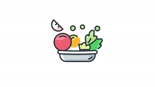 Animated Flat Design Icon of Fresh Produce