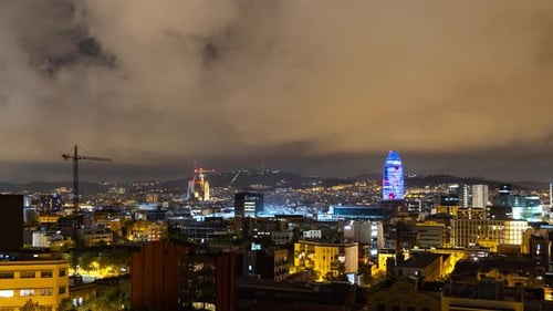 Barcelona City Timelpase Skyline Mediterranean