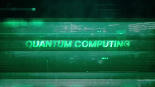 Mot de l'informatique quantique sur la technologie d'erreur de bruit, arrière-plan de données futuriste