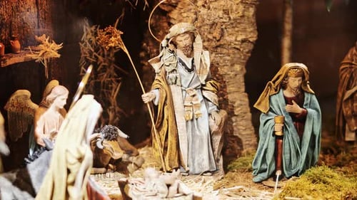 Figurines in Christmas Nativity Scene