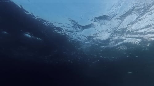 Sight from beneath the ocean floor as sunlight pierces through the water's surface