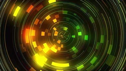 Technologie abstraite, capot, cercle, animation de lignes de données