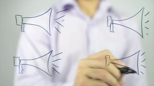 Drawing Bullhorn Symbols for Word of Mouth Concept