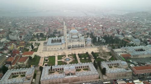 Fatih Mosque in Istanbul Turkey circle around shot